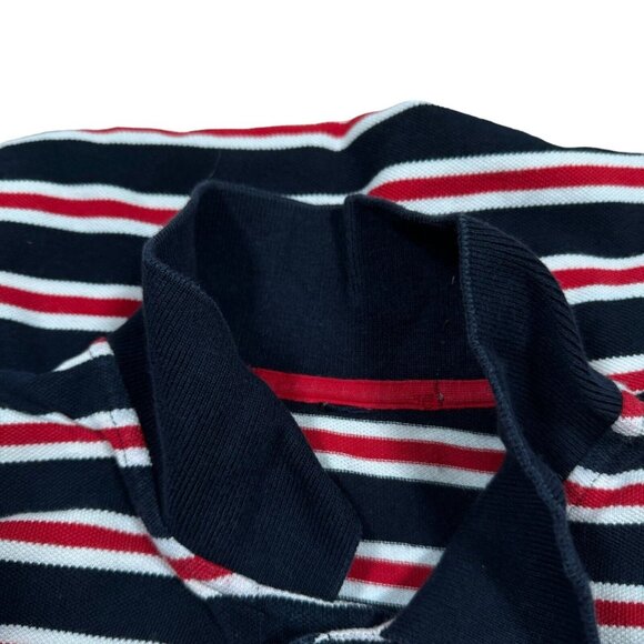 Vintage Polo Sport Striped T-Shirt Men's Sz L? Red White Navy Casual Button - Picture 3 of 9